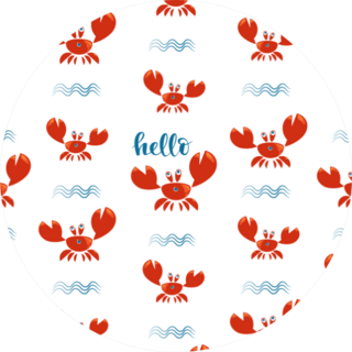 Funny Red Crabs And Waves Pattern Sticker