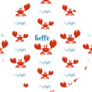 Funny Red Crabs And Waves Pattern Sticker