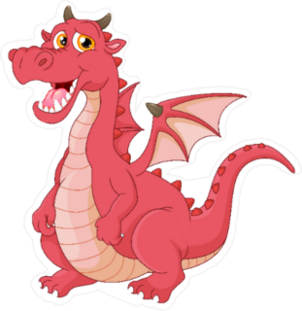 Funny Red Dragon Cartoon Sticker
