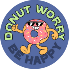 Funny Retro Donut Worry Be Happy Sticker