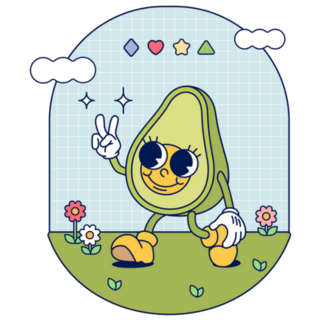 Funny Retro Vintage Avocado Cartoon Sticker