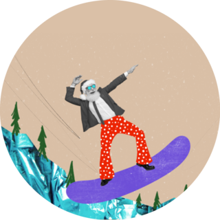 Funny Santa Rides Snowboard Sticker