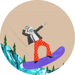 Funny Santa Rides Snowboard Sticker