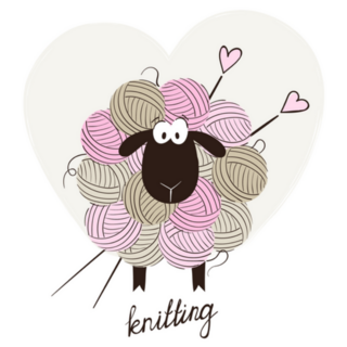 Funny Sheep Made Of Yarn Balls Knitting Sticker