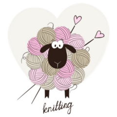 Funny Sheep Made Of Yarn Balls Knitting Sticker