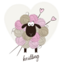 Funny Sheep Made Of Yarn Balls Knitting Sticker