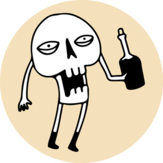 Funny Skull Head Holding Beer Halloween Sticker