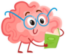 Funny Smiling Brain In Round Glasses Reading A Book Sticker