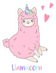 Funny Smiling Pink Unicorn Llama Sticker