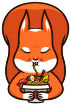 Funny Squirrel Eats Noodles Sticker
