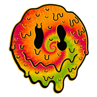 Funny Tie Dye Psychedelic Melt Smiley Face Sticker