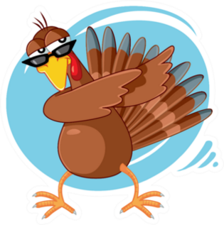 Funny Turkey Ready For Celebration Cartoon Dabbing Sticker