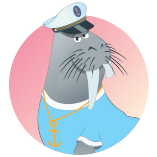 Funny Walrus Captain Sticker