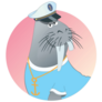 Funny Walrus Captain Sticker