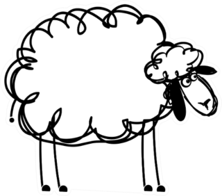Funny White Sheep, Sketch Sticker