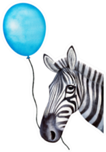 Funny Zebra Character Holds A Balloon Sticker