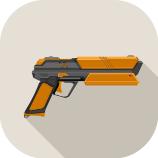 Futuristic Laser Gun Flat Illustration Sticker