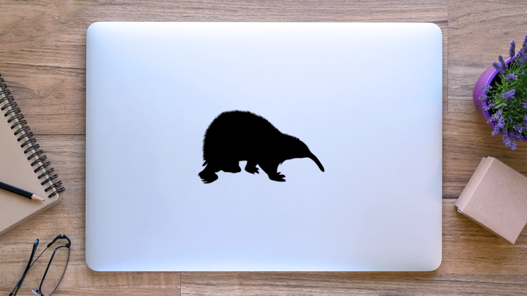Fuzzy Anteater Sticker on a Laptop Computer example