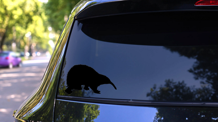 Fuzzy Anteater Sticker on a Rear Car Window example