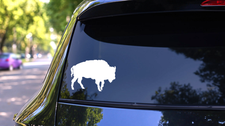 Fuzzy Buffalo Sticker on a Rear Car Window (New) example