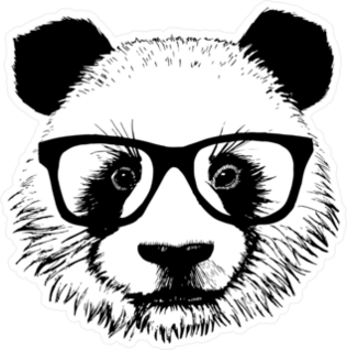Fuzzy Panda With Glasses Sticker