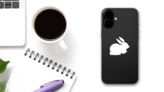 Fuzzy Rabbit Sticker on a Phone (New) example
