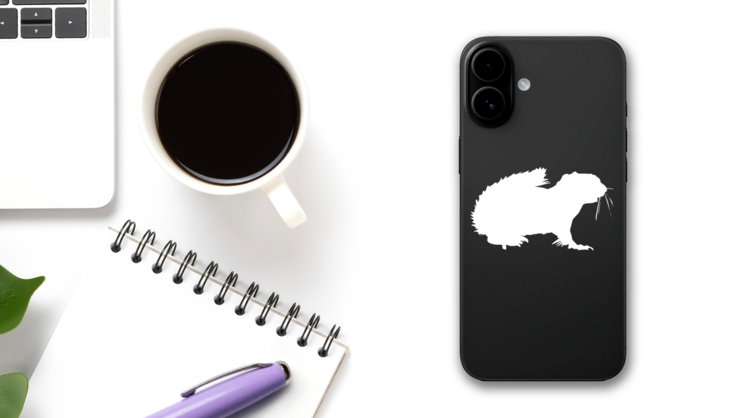 Fuzzy Squirrel Sticker on a Phone (New) example