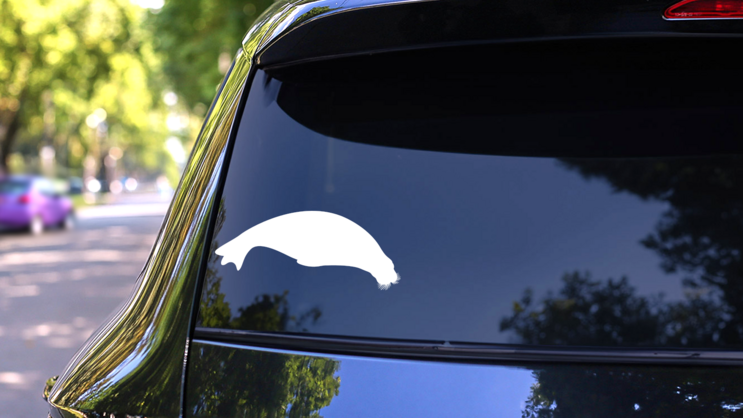 Fuzzy Walrus Swimming Sticker on a Rear Car Window (New) example