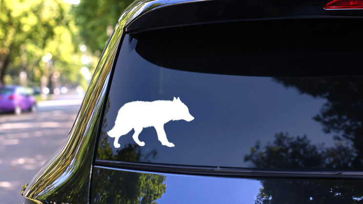 Fuzzy Wolf Sticker on a Rear Car Window (New) example