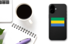Gabon Country Flag Sticker on a Phone (New) example