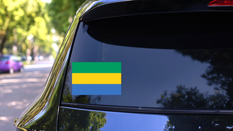 Gabon Country Flag Sticker on a Rear Car Window (New) example