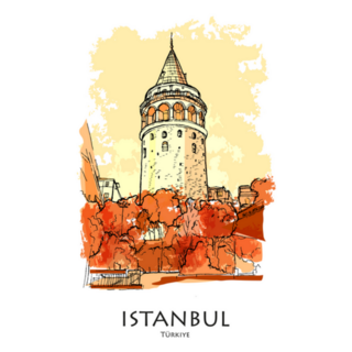 Galata Tower, Istanbul, Turkey Illustration Sticker