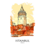 Galata Tower, Istanbul, Turkey Illustration Sticker