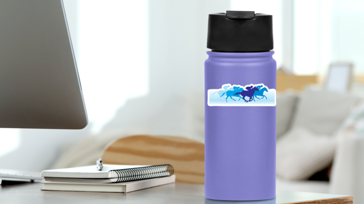 Gallop On Horses Sticker on a Water Bottle (New) example