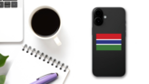 Gambia Flag Sticker on a Phone (New) example