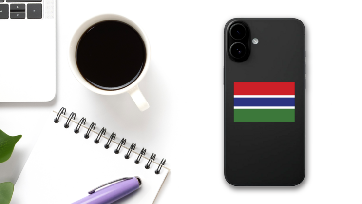 Gambia Flag Sticker on a Phone (New) example
