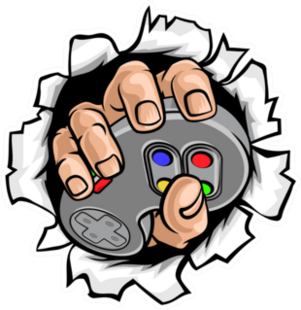 Gamer Hand Holding A Controller Sticker