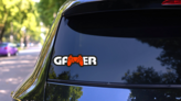 Gamer Text With Controller Sticker on a Rear Car Window (New) example