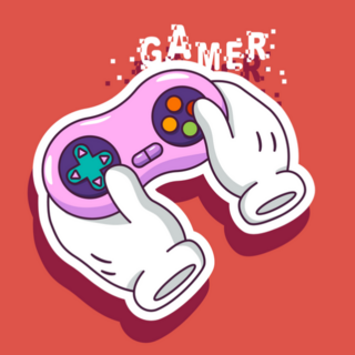 Gamer with Cartoon Hands Sticker
