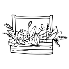 Garden Box With Flowers In Doodle Style Sticker