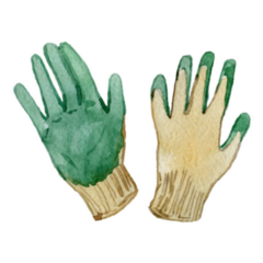 Garden Gloves Hand Drawn Watercolor Sticker