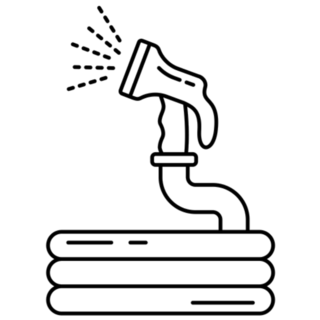 Garden Hose With Water Spray Line Art Sticker