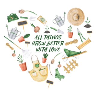 Garden Tools Heart Shape All Things Grow Better With Love Sticker