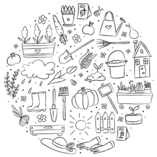 Gardening Hand Drawn Cute Doodle Set Sticker