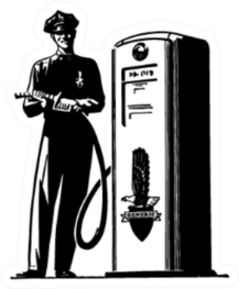 Gas Pump Attendant Mechanic Retro Clip Art Sticker