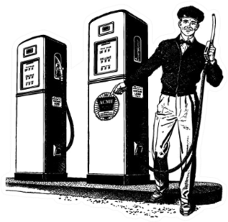 Gas Station Attendant Retro Automotive Illustration Sticker