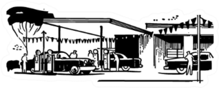Gas Station - Retro Mechanic Illustration Sticker