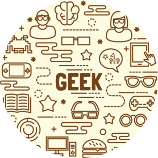 Geek Minimal Thin Line Icons Set Sticker