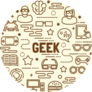 Geek Minimal Thin Line Icons Set Sticker