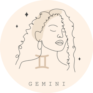 Gemini Astrological One Line Drawing Sticker